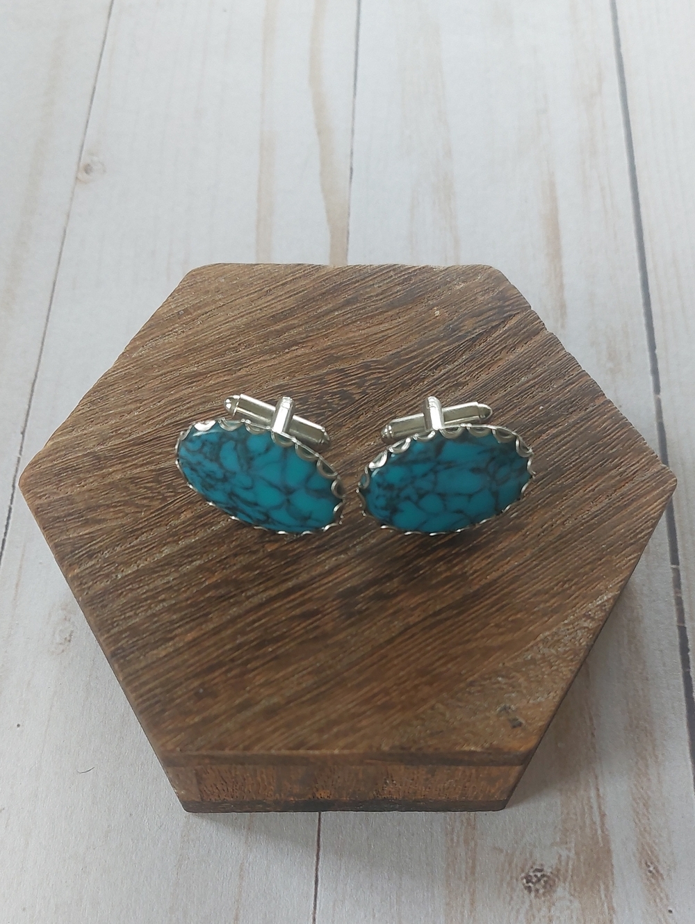 Turquoise Stone Oval Cufflinks
